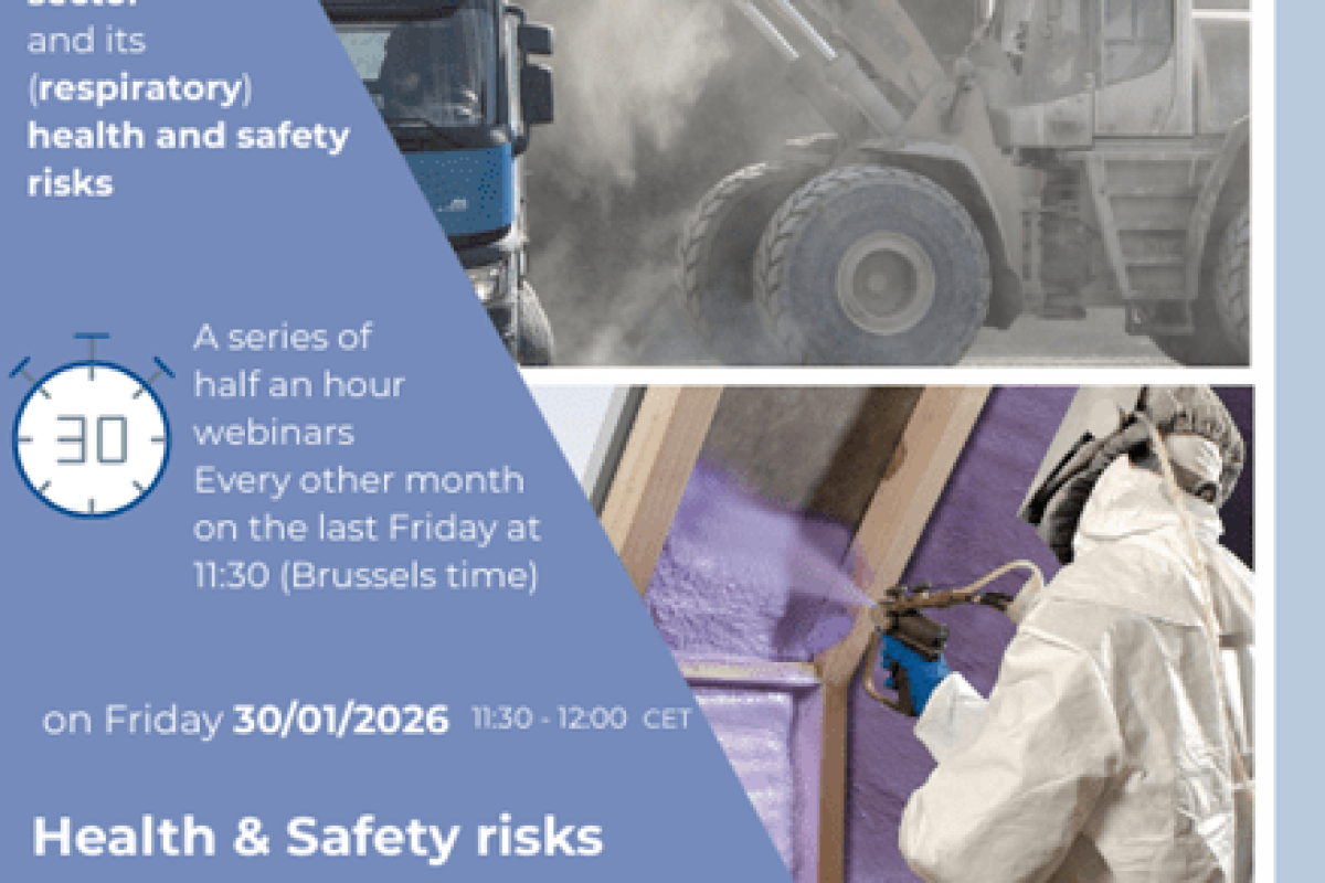The construction sector and its respiratory health and safety risks webinar series announcement.